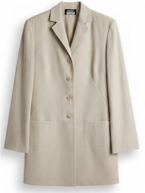 Tailored Cream Single-Breasted Blazer Jacket. Made in France